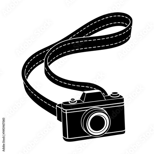 Retro Camera Strap silhouette vector
