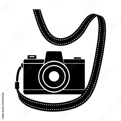 Retro Camera Strap silhouette vector