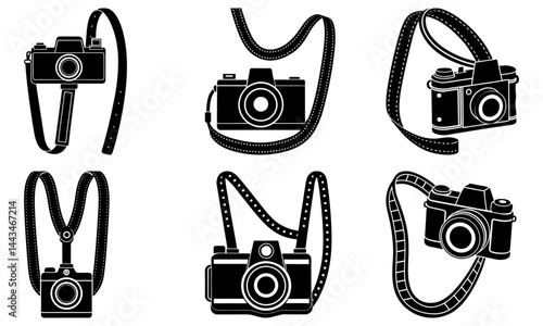Retro Camera Strap silhouette vector