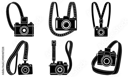 Retro Camera Strap silhouette vector