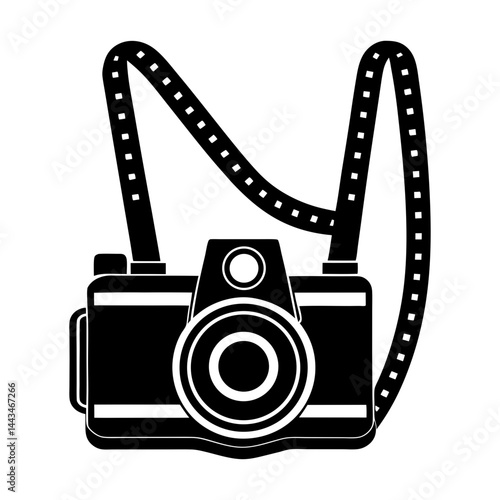 Retro Camera Strap silhouette vector