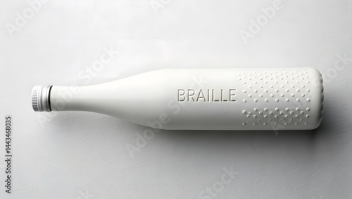 Obraz na płótnie White Wine Bottle with Braille Texture w salonie