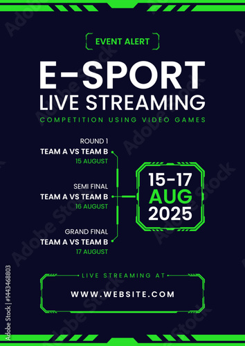 Navy & Green Futurist Streaming Event Flyer Portrait