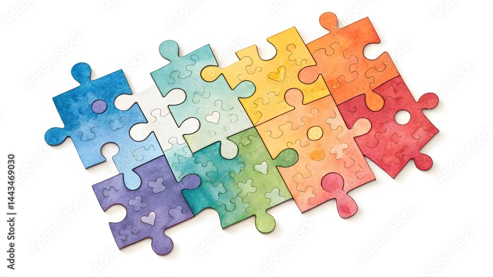 Colorful Jigsaw Puzzle Pieces