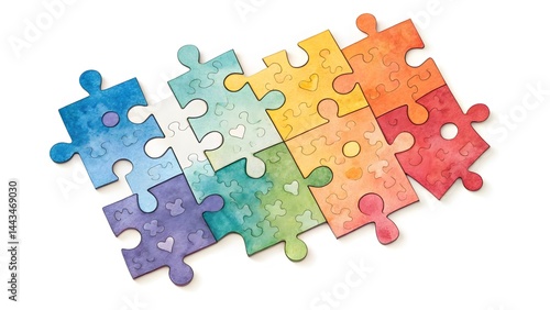 Obraz na płótnie Colorful Jigsaw Puzzle Pieces w salonie