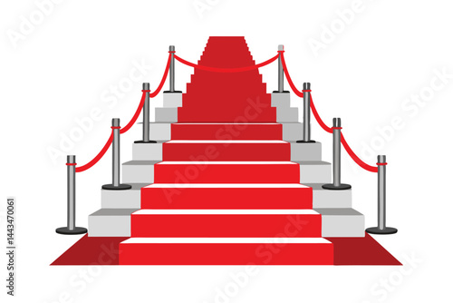 red carpet on stairs with red ropes