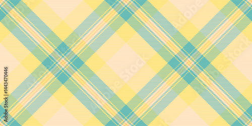 Vibrant pastel plaid pattern in yellow and teal.  Perfect for textile design, website backgrounds, or fashion projects. This cheerful, seamless texture evokes feelings of warmth and optimism.