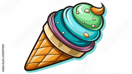 ice cream cone on blue background