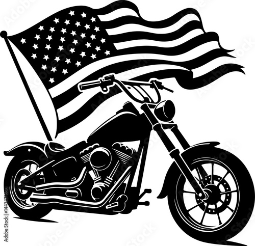 American Pride Motorcycle Flag Vector
