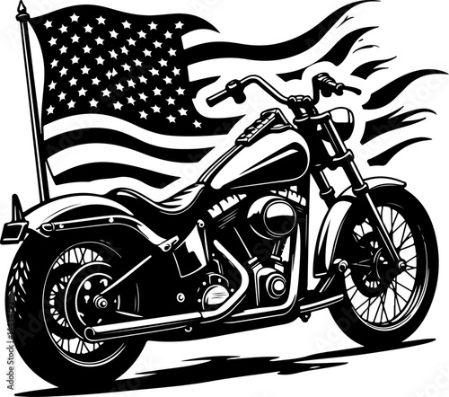 American Pride Motorcycle Flag Vector