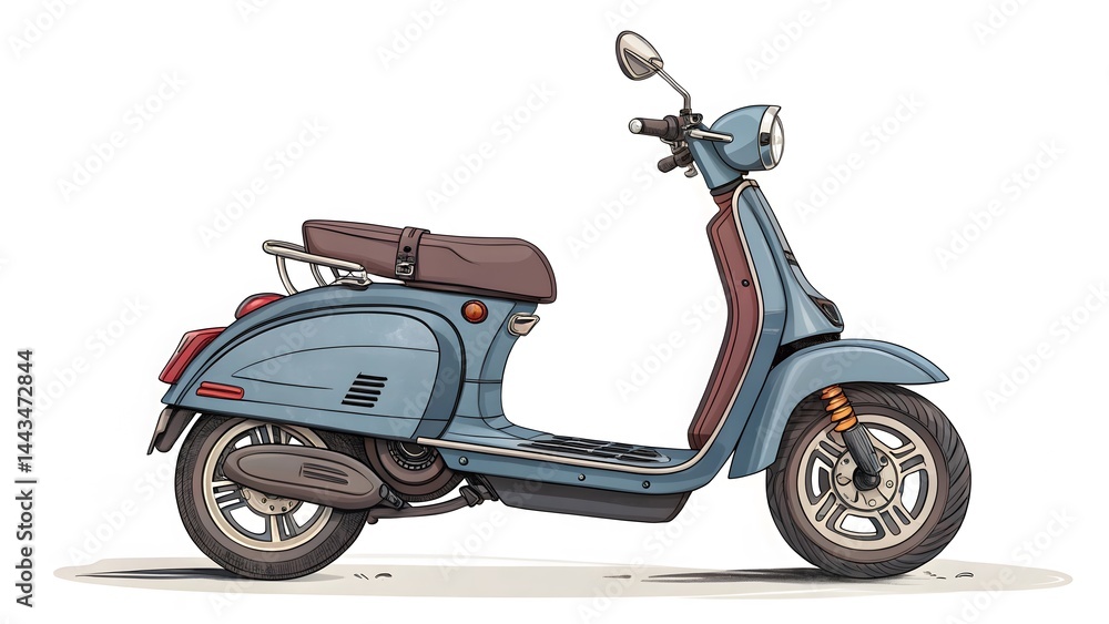 Vintage-Style Scooter Illustration
