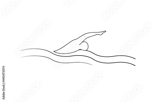 Swimmers streamlined body, graceful freestyle stroke, aquatic elegance