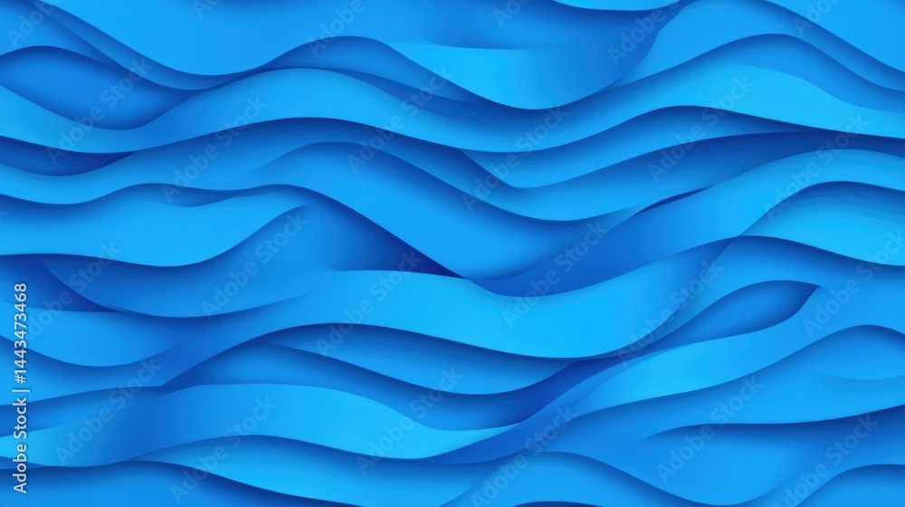 Fototapeta premium Abstract Blue Waves: A Serene Digital Art Piece