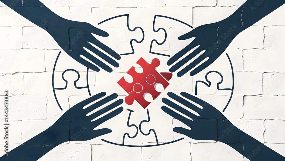 Obraz premium Teamwork, Collaboration, Puzzle Solution