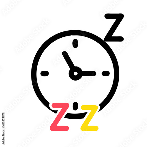 Sleeping Clock with ZZZ Icon — Time Management, Rest, Sleep Symbol