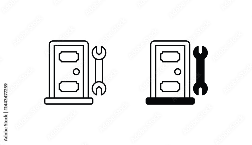 Repairing Door icon design with white background stock illustration Repairing Door icon design with white background stock illustration