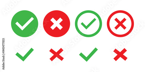 Free Download Check mark icons. green check mark and red cross mark icon set. green tick and red x. Symbols of approval and Decline, vector illustration - GFXLoad