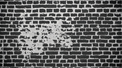 Black and white tone Brick wall background. A black and white brick wall texture with a grungy, distressed look. 