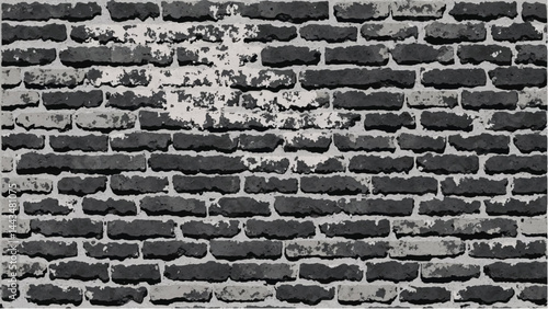 Black and white tone Brick wall background. A black and white brick wall texture with a grungy, distressed look. 