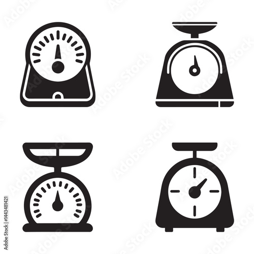 Set of weight scale icon. Weighing scale logo vector