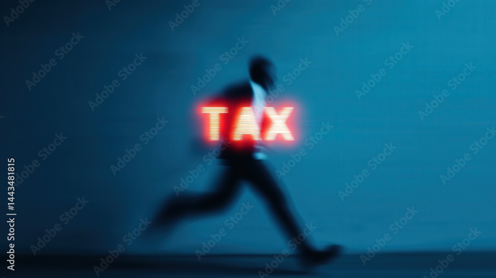Fototapeta premium Individual Running with Focus on Tax Concept in Motion Blur
