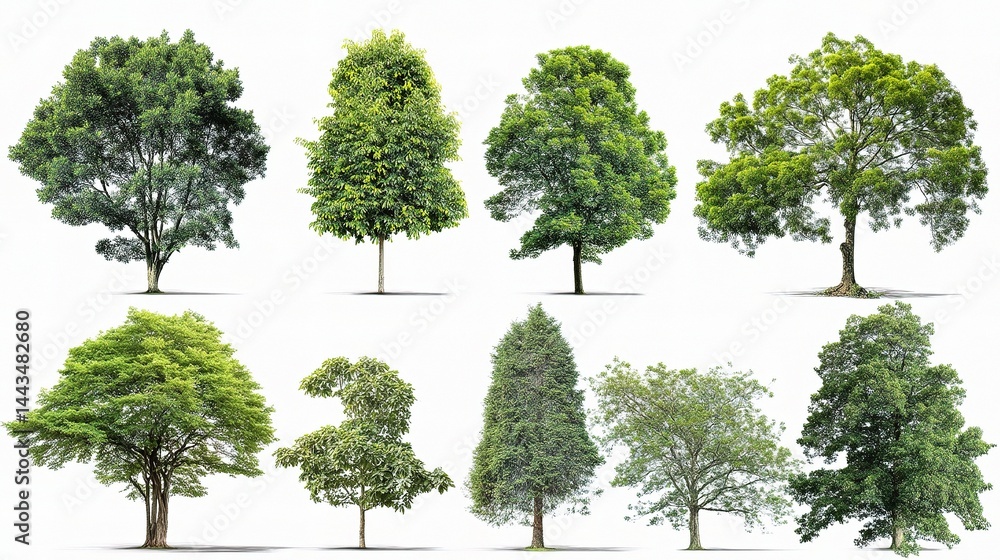 Fototapeta premium Collection of Diverse Trees Displayed in Various Shapes and Sizes