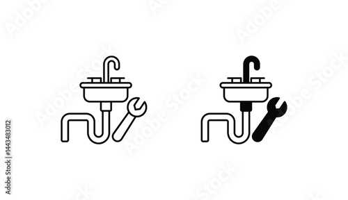 Sink Repair icon design with white background stock illustration