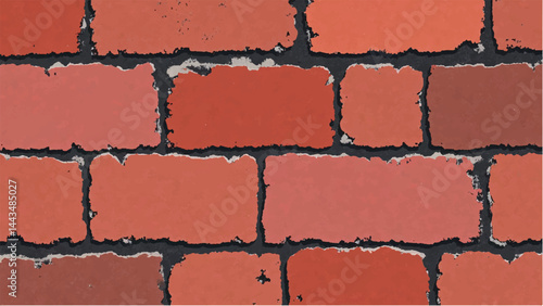 A close-up of a red brick wall with a textured, uneven surface. Brick wall background. Illustration of a brick wall. 