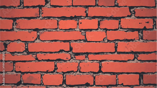A close-up of a red brick wall with a textured, uneven surface. Brick wall background. Illustration of a brick wall. 
