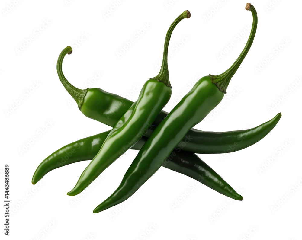 Striking Image Featuring a Grouping of Vibrant Green Chili Peppers on a Crisp White Surface, Evoking Freshness and Culinary Delight with a Clean Aesthetic Striking Image Featuring a Grouping of Vibrant Green Chili Peppers on a Crisp White Surface, Evoking Freshness and Culinary Delight with a Clean Aesthetic