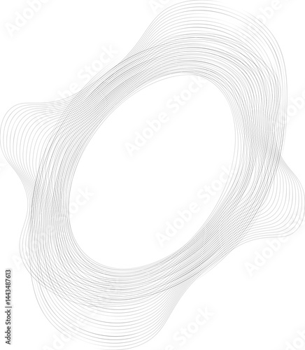 Circular mesh shape with fluid lines forming a round motion ring structure within a radial design.