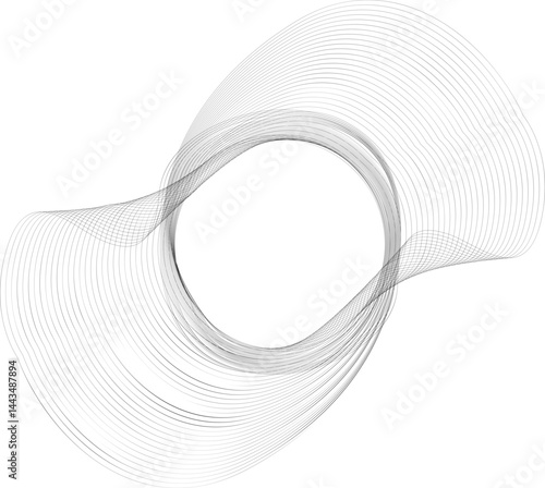 Radial mesh composition featuring a circular ring design built with fluid lines that expand smoothly from the center.