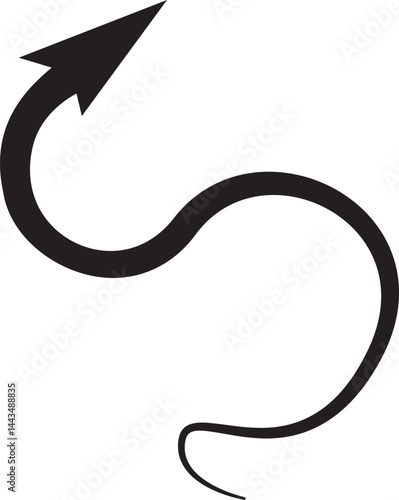 Black curved arrow icon. Editable vector illustration stroke. Transparent background.