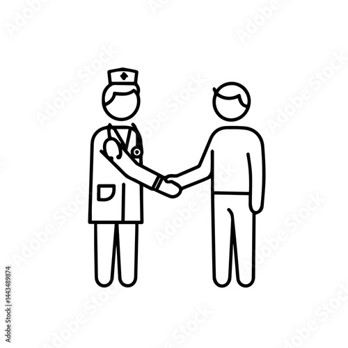 Doctor and patient shaking hands in a medical setting  