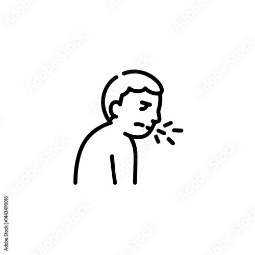 Sick person coughing in distress against a simple background  