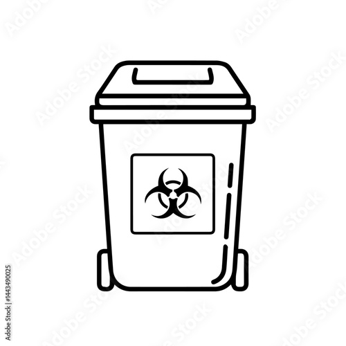 Biohazard Waste Container Icon in Outline Style  