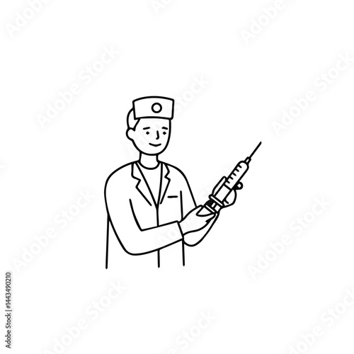 Medical staff administering vaccination with a syringe  