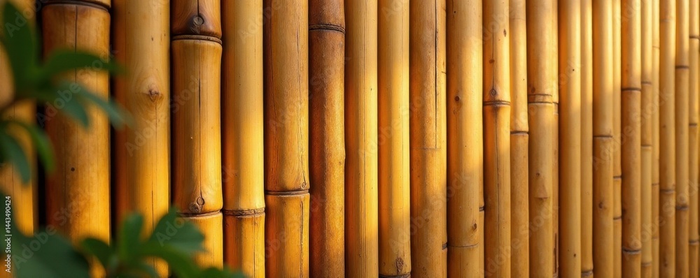 Fototapeta premium Close-up view of a bamboo wall, showing intricate details, image, texture