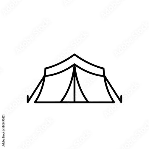 Camping tent outline illustration against a white background  
