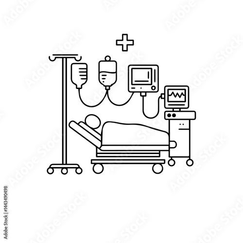 Medical emergency scene with patient receiving treatment in hospital  
