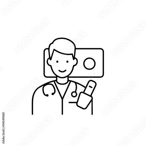 Smiling male doctor with stethoscope holding a medical device on a minimalist background for health blogs, websites, educational materials, and presentations in medical awareness campaigns