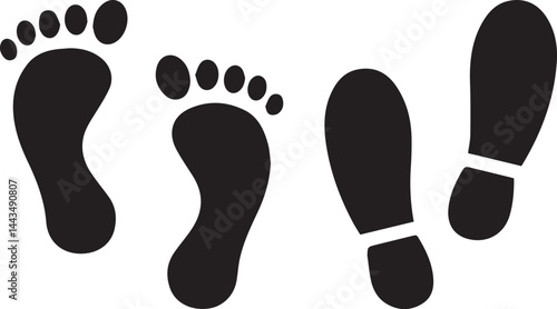 Footprints and Shoe Prints Silhouette