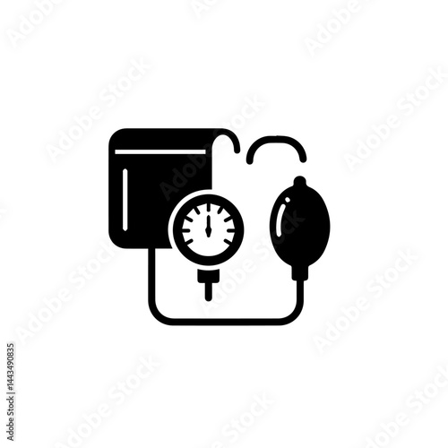 Blood Pressure Monitor Equipment Icon in Black  