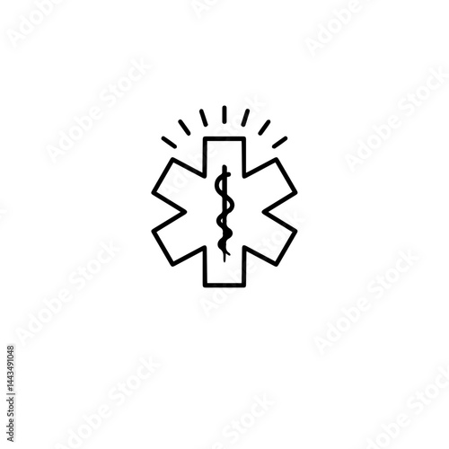 Medical Symbol with Staff of Asclepius in Minimalist Design  