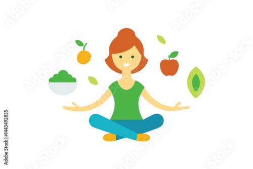 yoga girl and healthy food 