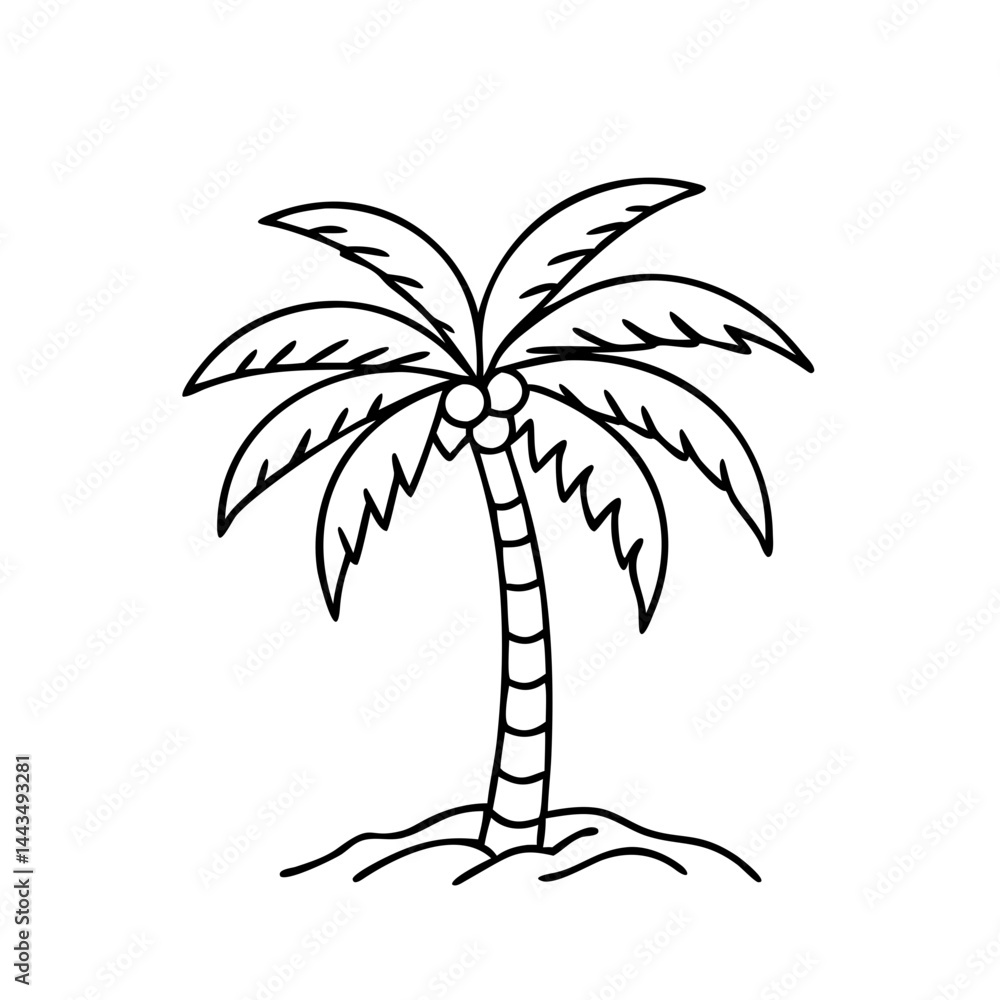 Obraz premium single palm tree icon, single palm tree vector illustration-simple illustration of single palm tree, perfect for single palm tree logos and icons