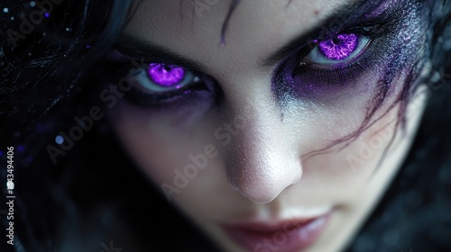 Purple Eyed Sorceress: A Close-Up Portrait