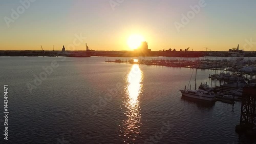 Aerial View of Baltimore Sunset from Canton, Looking Out Toward Locust Point from Baltimore Canton's Waterfront