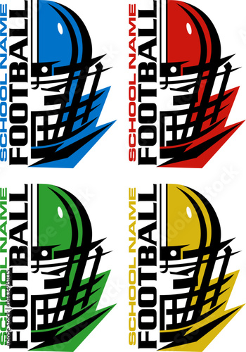 football team design collection with half helmet and facemask for school, college or league sports