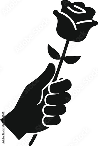 hand holding rose silhouette